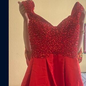 Mac Duggal Red rhinestone  Prom Dress